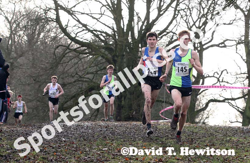 Elliot Bowker (Vale Royal) leads from Patrick Dever (Preson Harriers) in the under-17 mens Northern Cross Country Champs, Knowsley Safari Park. Photo: David T. Hewitson/Sports for All Pics